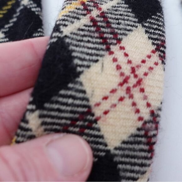 Matt Andrew 100% Wool Mens Tie Necktie Plaid Preppy Crème Black Red Yellow - Picture 9 of 9